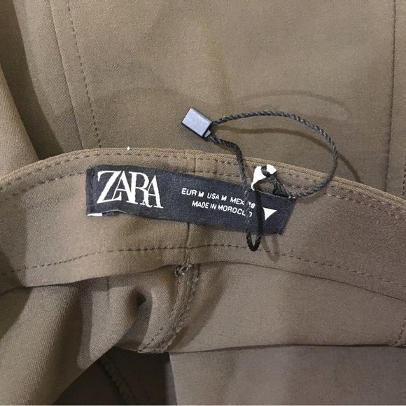 New ZARA Lace Up MINI SKIRT High Rise SIZE M Womens Olive Green Blogger Fav 8261 - Picture 7 of 7